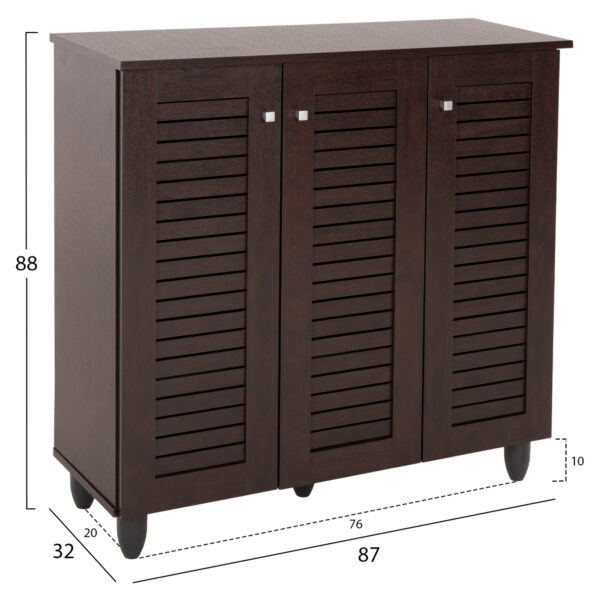 ΠΑΠΟΥΤΣΟΘΗΚΗ-ΝΤΟΥΛΑΠΑ PROLLY HM9609.01 ΜΕΛΑΜΙΝΗ WENGE-3ΠΟΡΤΕΣ-4ΡΑΦΙΑ 87x32x88Υεκ. - Image 2