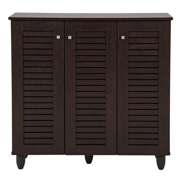 ΠΑΠΟΥΤΣΟΘΗΚΗ-ΝΤΟΥΛΑΠΑ PROLLY HM9609.01 ΜΕΛΑΜΙΝΗ WENGE-3ΠΟΡΤΕΣ-4ΡΑΦΙΑ 87x32x88Υεκ. - Image 3