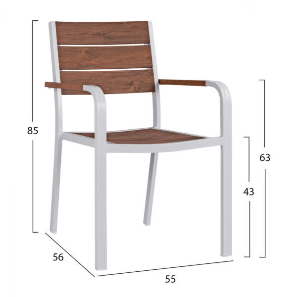ΠΟΛΥΘΡΟΝΑ ΑΛΟΥΜΙΝΙΟΥ SAGA ΛΕΥΚΗ ΜΕ POLYWOOD HM5127.01 55x56x85Υ εκ. - Image 2