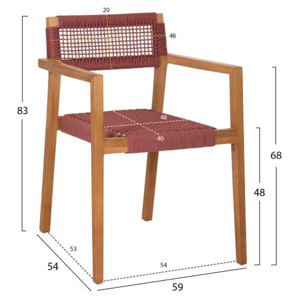 ΠΟΛΥΘΡΟΝΑ CHARLOTTE HM9637.06 ΞΥΛΟ TEAK ΦΥΣΙΚΟ & ΡΟΖ ΣΧΟΙΝΙ 59x54x83Y εκ. - Image 2