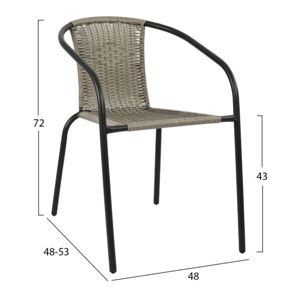 ΠΟΛΥΘΡΟΝΑ ΚΑΡΕΚΛΑ CAMEL HM5015.01 ΓΚΡΙ ΜΕΤΑΛΛΙΚΗ ΜΕ WICKER 48x48-53x72 εκ. - Image 2