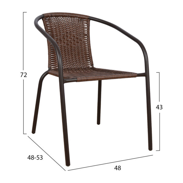ΠΟΛΥΘΡΟΝΑ ΚΑΡΕΚΛΑ CAMEL HM5015.02 ΚΑΦΕ ΜΕΤΑΛΛΙΚΗ ΜΕ WICKER ΚΑΦΕ 48x48-53x72 cm - Image 2