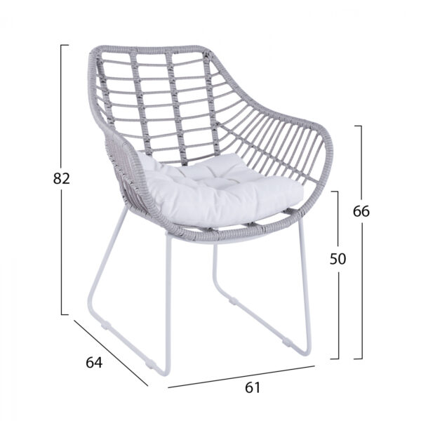 ΠΟΛΥΘΡΟΝΑ ΜΕΤΑΛΛΙΚΗ RADLEY ΑΣΠΡΟ ΜΑΤ & ΓΚΡΙ WICKER HM5300.02 - Image 2