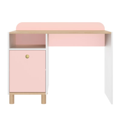 Romy γραφείο 110x52/50x86/76εκ. Λευκό / Ροζ / Blond Oak