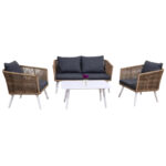 ΣΑΛΟΝΙ ΕΞ.ΧΩΡΟΥ 4ΤΜΧ FREJA HM6057.01 ΑΛΟΥΜ. ΛΕΥΚΟ-PE RATTAN ΜΠΕΖ-ΑΝΘΡΑΚΙ ΜΑΞΙΛΑΡΙΑ