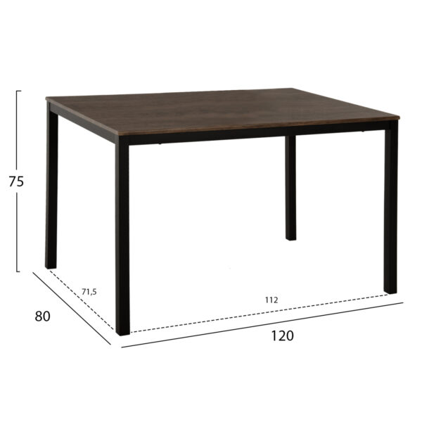 ΣΕΤ ΤΡΑΠΕΖΑΡΙΑΣ GOOSE 5ΤΜΧ HM9530.01 MDF ΚΑΡΥΔΙ-ΜΕΤΑΛΛΟ ΜΑΥΡΟ 120x80x75Yεκ. - Image 2