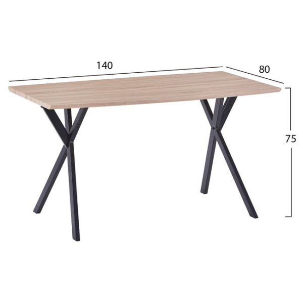 ΤΡΑΠΕΖΙ ALARICK HM8550.01 ΜΕ MDF ΕΠΙΦΑΝΕΙΑ SONAMA & ΜΕΤΑΛΛΙΚΑ ΠΟΔΙΑ 140X80X75Υ εκ. - Image 2