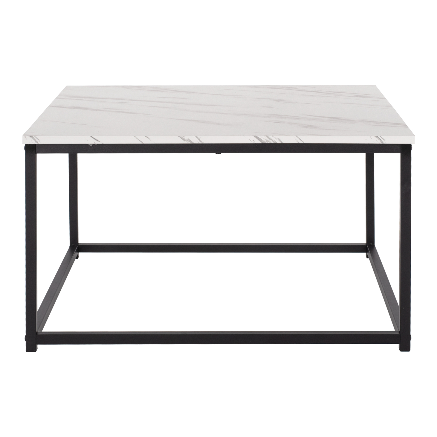 ΤΡΑΠΕΖΙ ΣΑΛΟΝΙΟΥ BRAYLEN HM8942.12 ΜΕΛΑΜΙΝΗ ΛΕΥΚΟ ΜΑΡΜΑΡΟ-ΜΑΥΡΗ ΒΑΣΗ 75x75x43Υεκ. - Image 3