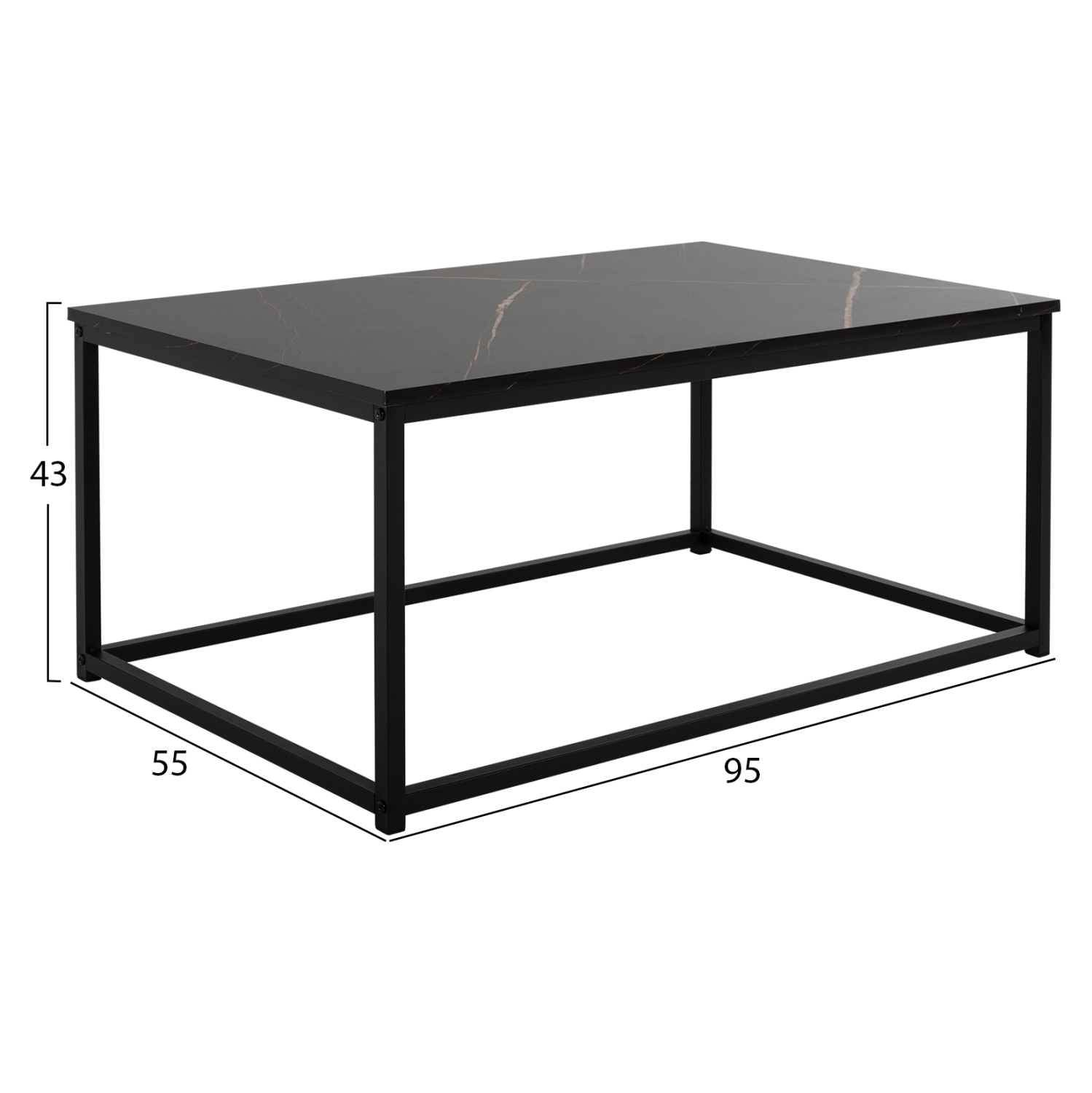 ΤΡΑΠΕΖΙ ΣΑΛΟΝΙΟΥ SAFFRON HM8975.13 ΜΕΛΑΜΙΝΗ ΜΑΥΡΟ ΜΑΡΜΑΡΟ 95Χ55Χ43Yεκ. - Image 2