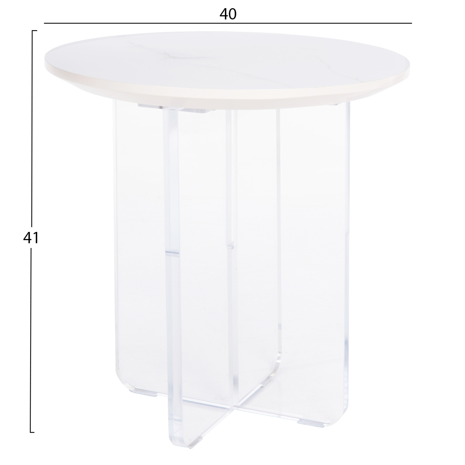 ΤΡΑΠΕΖΙ ΣΑΛΟΝΙΟΥ ACRYLON HM9779.01 HPL ΛΕΥΚΟ ΜΑΡΜΑΡΟ-ΑΚΡΥΛΙΚΟ ΠΟΔΙ Φ40x41Υεκ. - Image 2