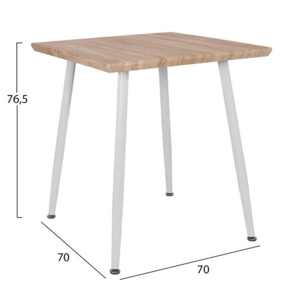 ΤΡΑΠΕΖΙ ΤΡΑΠΕΖΑΡΙΑΣ PALOMA HM8335.02, 70Χ70X76,5, SONOMA, ΛΕΥΚΑ ΠΟΔΙΑ - Image 2