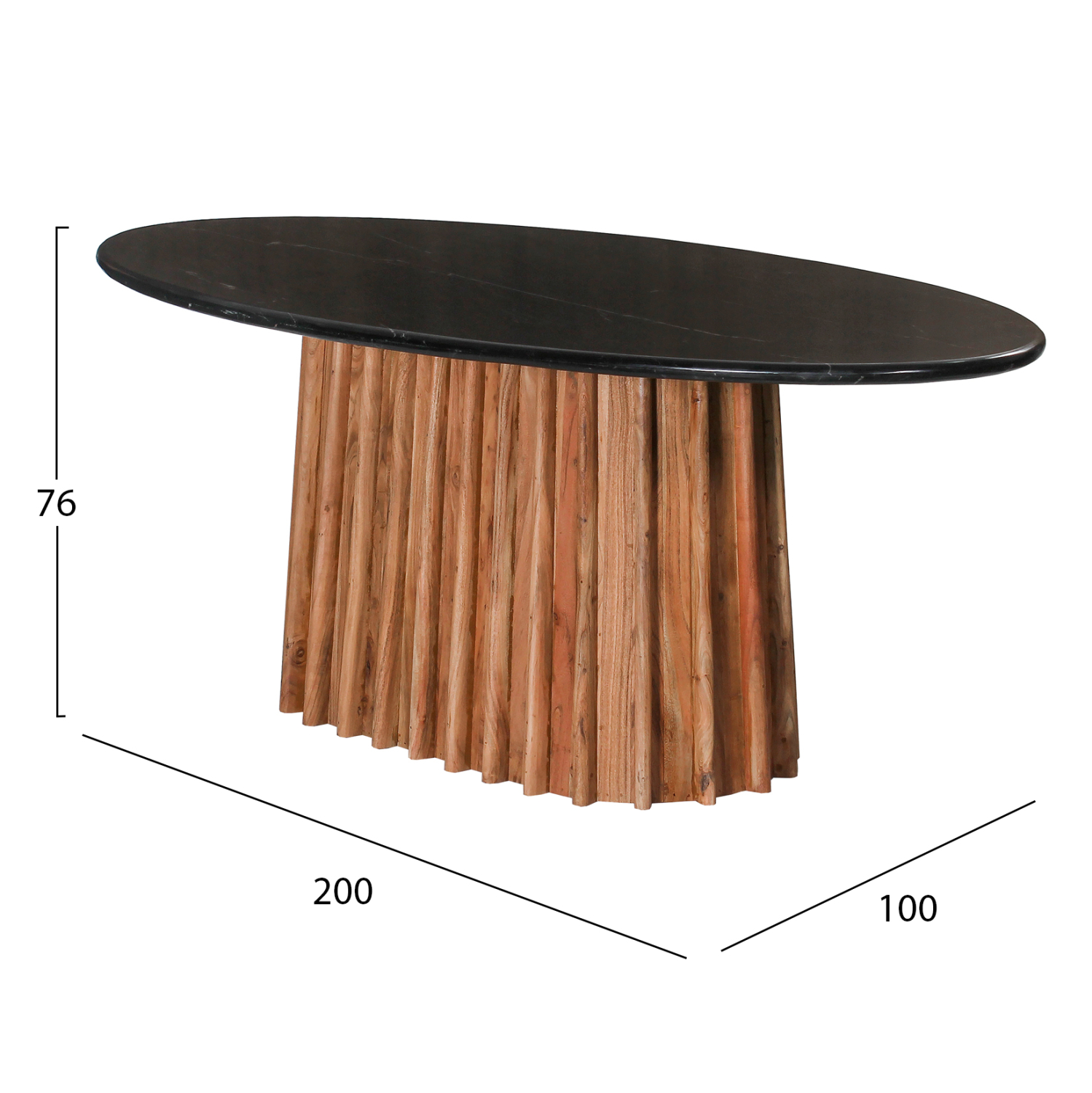 ΤΡΑΠΕΖΙ ΤΡΑΠΕΖΑΡΙΑΣ ΟΒΑΛ DRAXX HM9689 ΜΑΣΙΦ ΑΚΑΚΙΑ-ΜΑΥΡΟ ΜΑΡΜΑΡΟ 200x100x76Υεκ. - Image 2