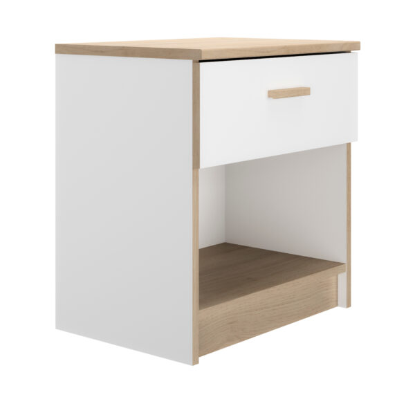 Tulle κομοδίνο με ένα συρτάρι 48x52x35εκ. Λευκό / Blond Oak - Image 2