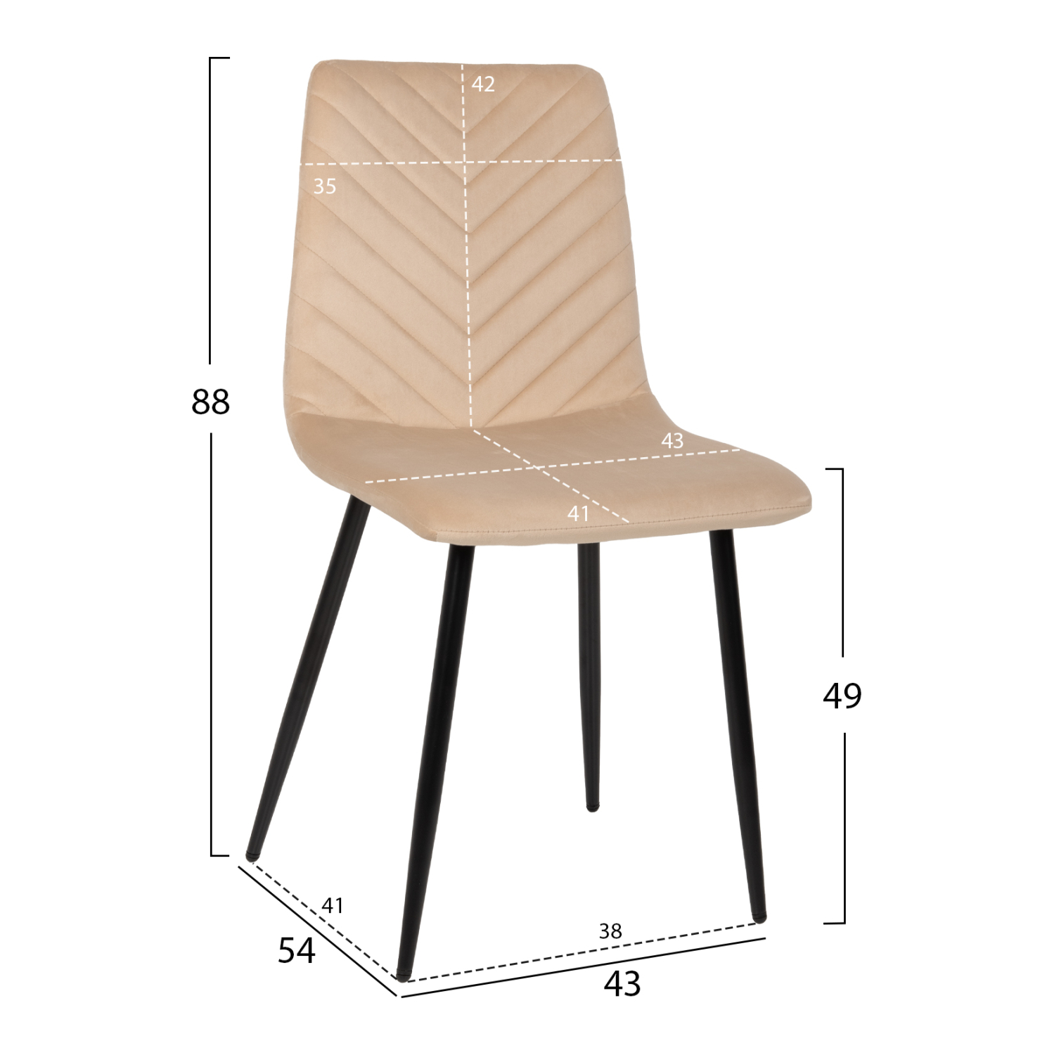 ΚΑΡΕΚΛΑ LATRELL HM8587.05 ΒΕΛΟΥΔΟ ΕΚΡΟΥ ΜΕ ΜΑΥΡΑ ΜΕΤΑΛΛΙΚΑ ΠΟΔΙΑ 43x54x88Υεκ. 4τμχ - Image 2