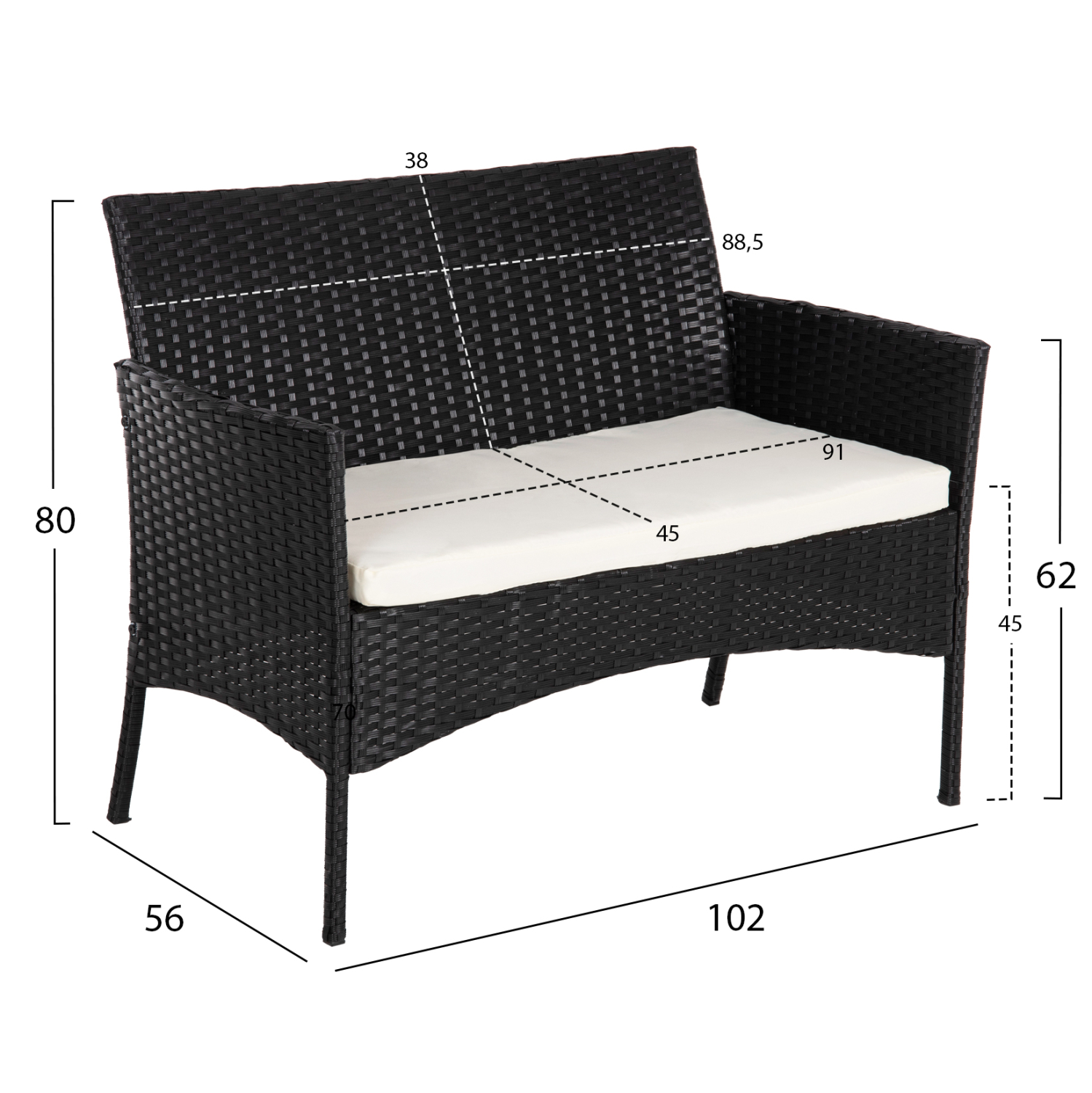 ΣΕΤ ΣΑΛΟΝΙ 4ΤΜΧ STASIA HM6089.04 ΣΥΝΘ.RATTAN ΜΑΥΡΟ-ΜΠΕΖ ΜΑΞΙΛΑΡΙΑ - Image 3