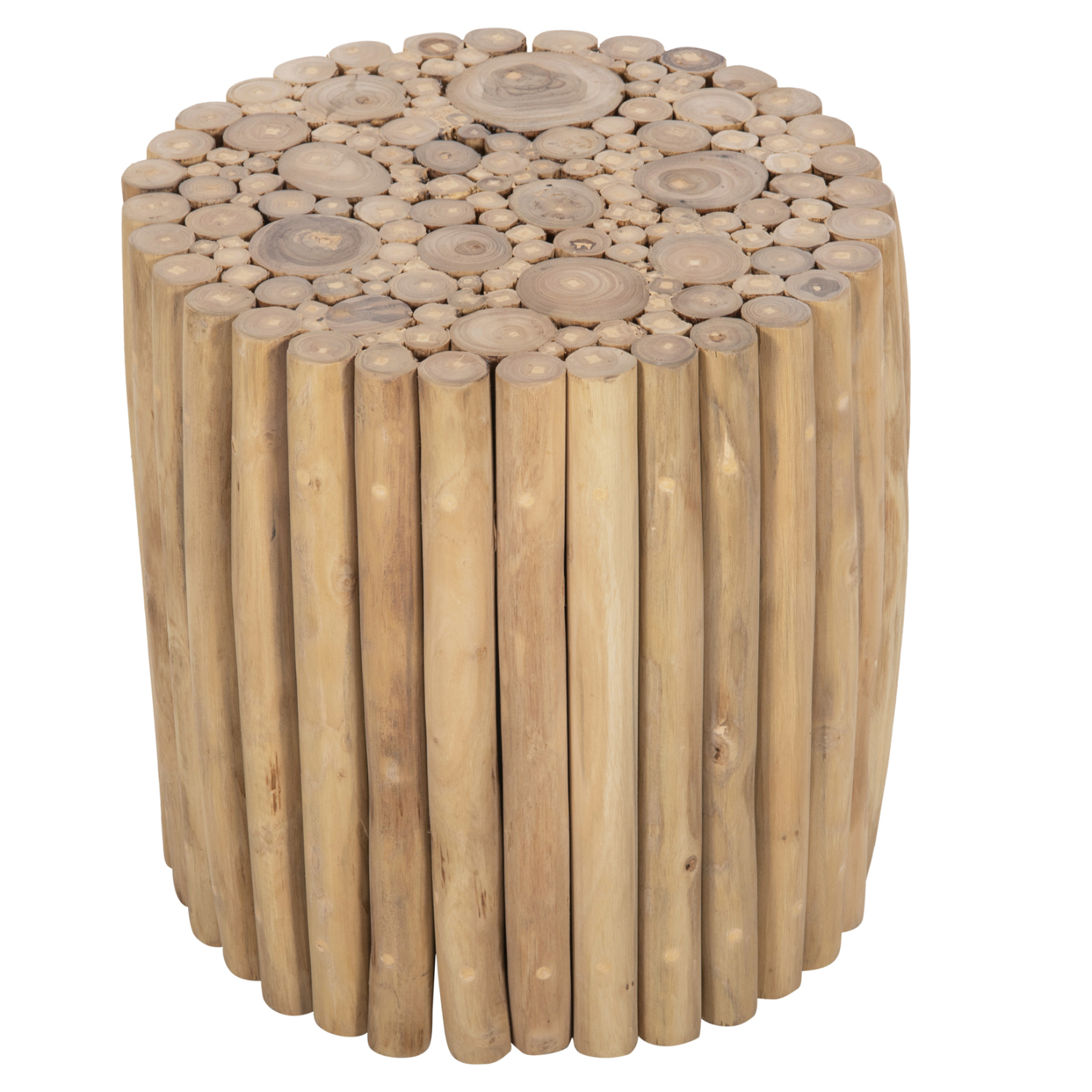 ΤΡΑΠΕΖΙ ΣΑΛΟΝΙΟΥ ΣΤΡΟΓΓΥΛΟ COOTER HM9865 ΚΛΑΔΙΑ TEAK-ΦΥΣΙΚΟ Φ39x40,5Υεκ. - Image 3