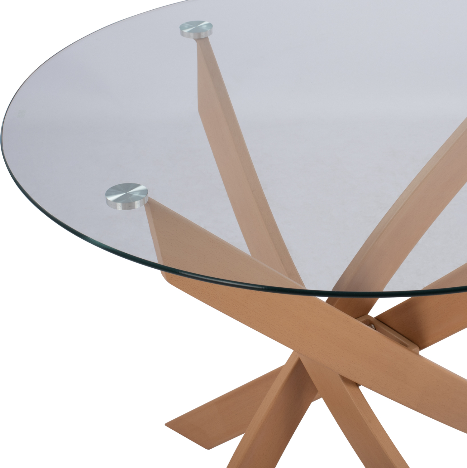 ΤΡΑΠΕΖΙ ΤΡΑΠΕΖΑΡΙΑΣ ΣΤΡΟΓΓΥΛΟ JADA ΜΕΤΑΛΛΙΚΑ ΠΟΔΙΑ ΜΕ ΥΦΗ ΞΥΛΟΥ ΚΑΙ ΓΥΑΛΙ Φ120X75Y εκ.HM8733.02 - Image 3