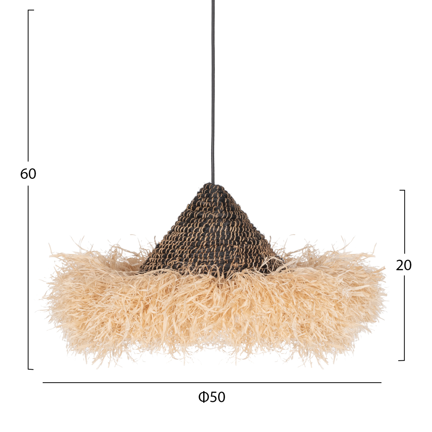 ΦΩΤΙΣΤΙΚΟ ΟΡΟΦΗΣ ΑΠΟ ΙΝΕΣ ΣΙΖΑΛ ΚΑΙ ΑΜΠΑΚΑ ΣΕ ΦΥΣΙΚΟ-ΜΑΥΡΟ 50x50x20Yεκ.HM7789 - Image 2