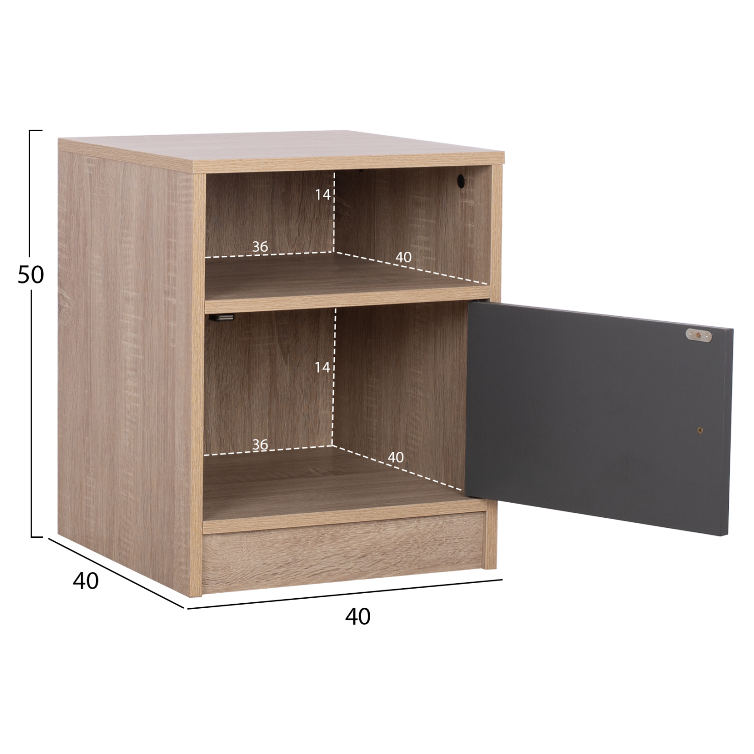 ΚΟΜΟΔΙΝΟ ΜΕΛΑΜΙΝΗΣ MALORY SONAMA-ΓΚΡΙ 40x40x50Yεκ.HM2205.04 - Image 2