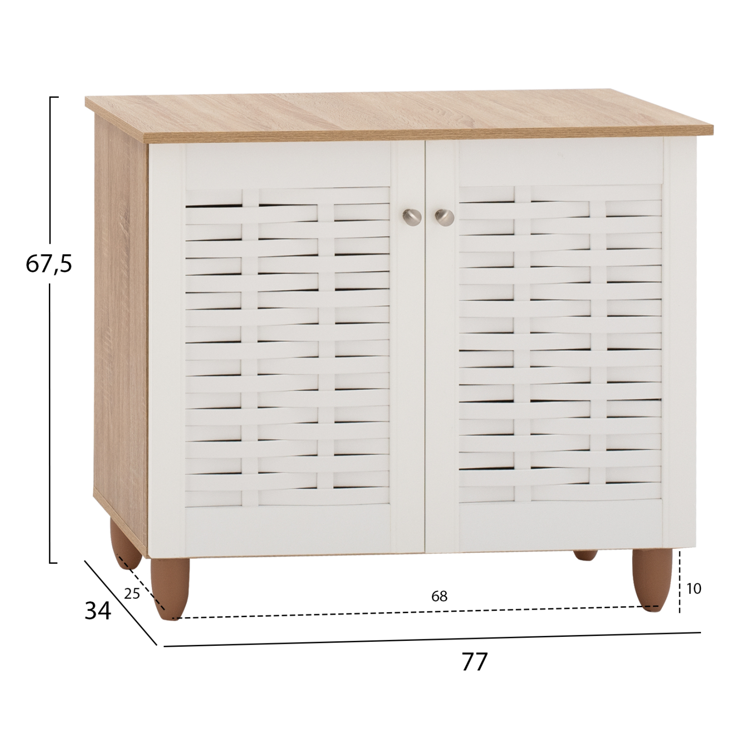 ΠΑΠΟΥΤΣΟΘΗΚΗ-ΝΤΟΥΛΑΠΙ ΞΥΛΙΝΗ HM2208.06 SONAMΑ ΛΕΥΚΗ 77Χ34Χ67,5 εκ. - Image 2