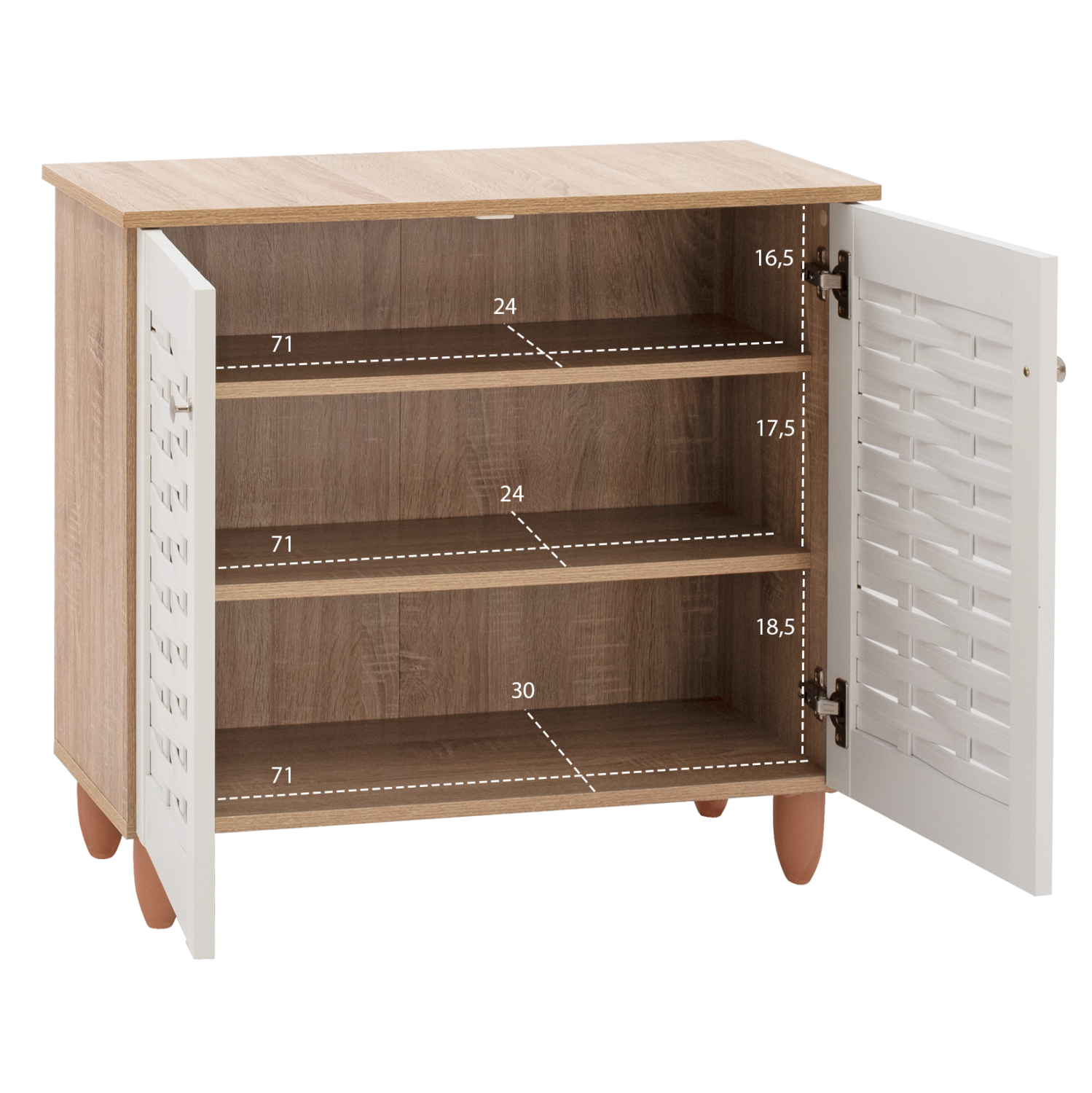 ΠΑΠΟΥΤΣΟΘΗΚΗ-ΝΤΟΥΛΑΠΙ ΞΥΛΙΝΗ HM2208.06 SONAMΑ ΛΕΥΚΗ 77Χ34Χ67,5 εκ. - Image 3