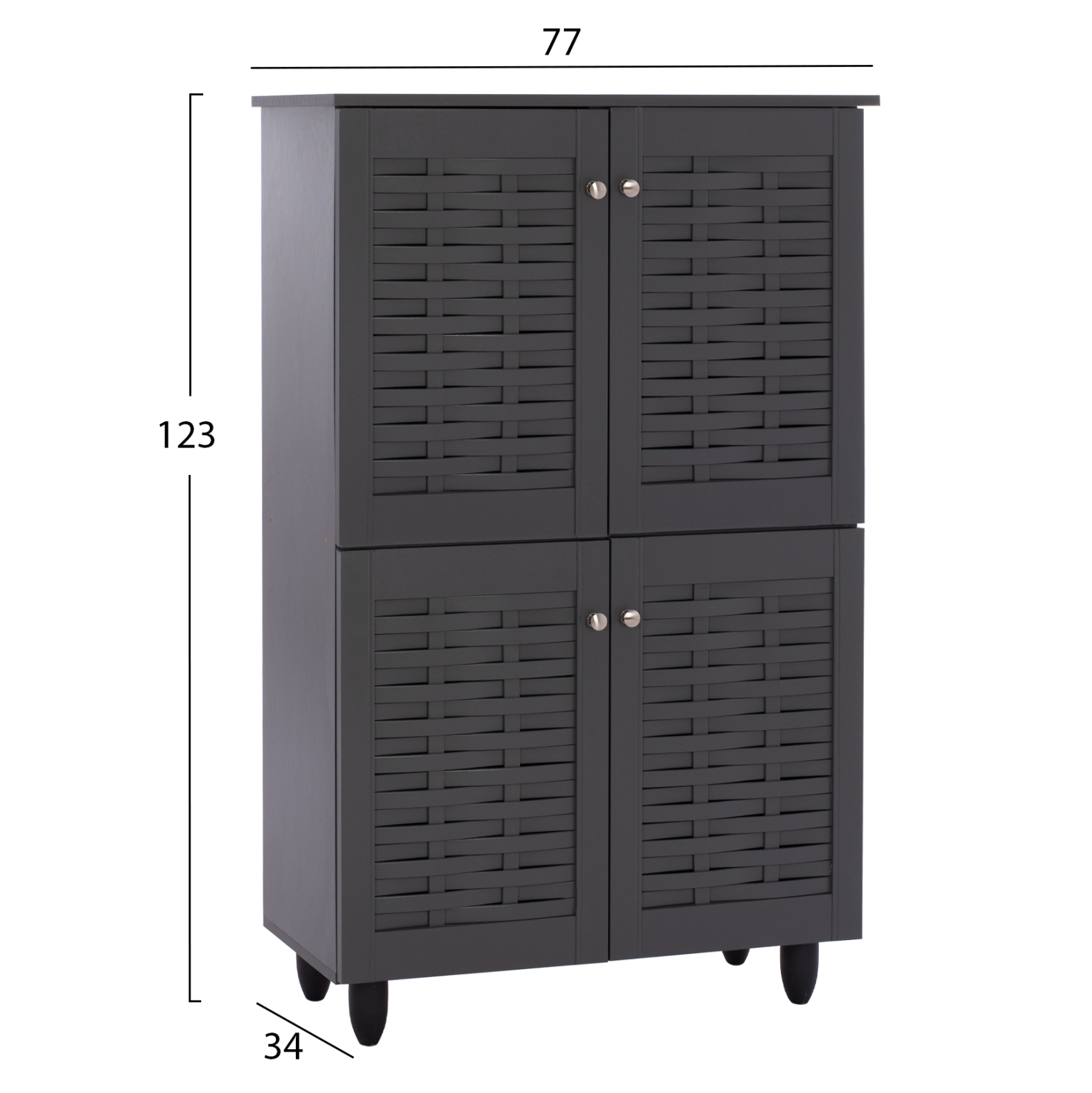 ΠΑΠΟΥΤΣΟΘΗΚΗ-ΝΤΟΥΛΑΠΙ ΞΥΛΙΝΗ KABIRA 4 ΠΟΡΤΕΣ HM2210.10 ΓΚΡΙ 77x34x123Υεκ. - Image 2