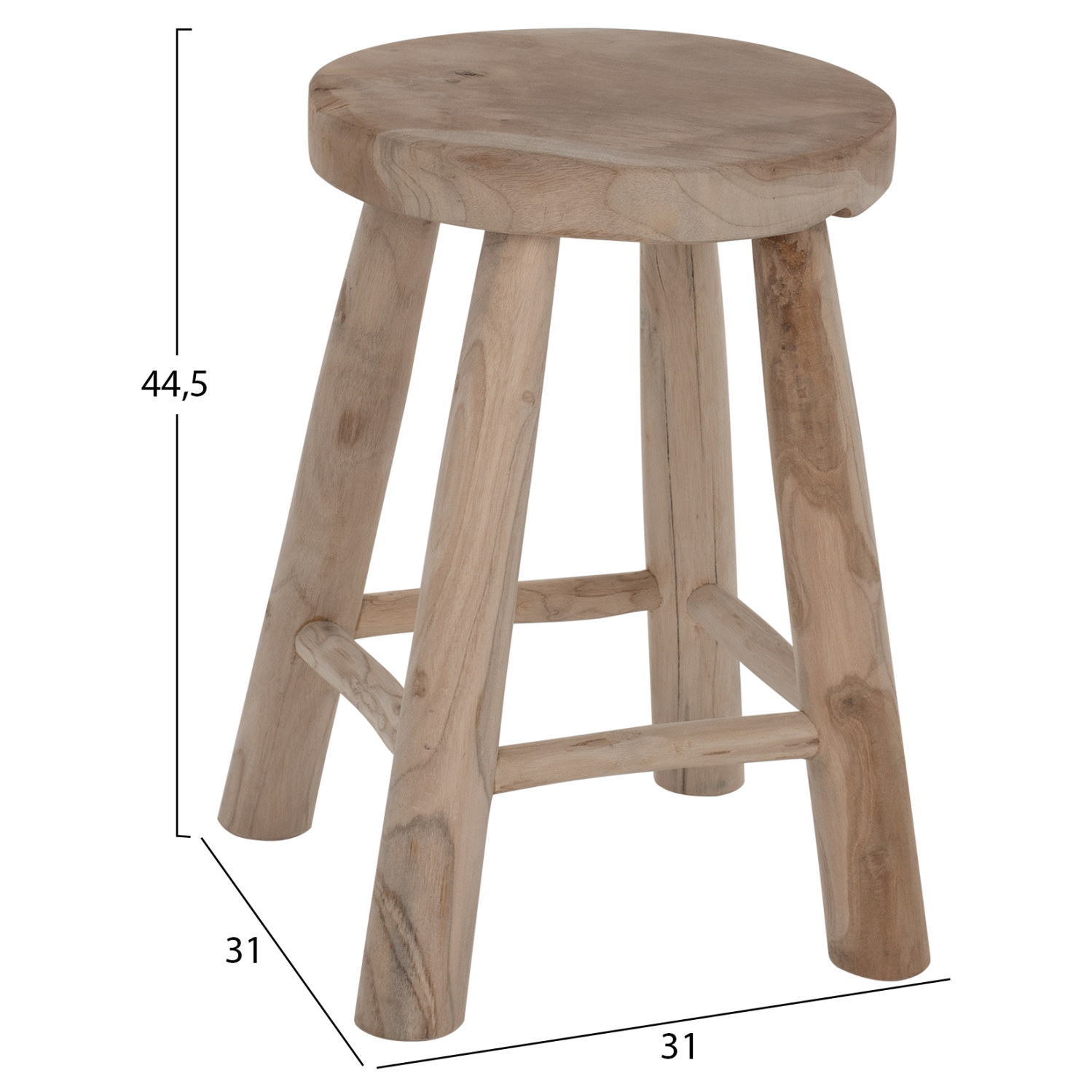 ΣΚΑΜΠΟ KONT HM9337 ΑΠΟ ΜΑΣΙΦ ΞΥΛΟ TΕΑK ΦΥΣΙΚΟ ΧΑΜΗΛΟΥ ΥΨΟΥΣ Φ35Χ45Υεκ. - Image 2