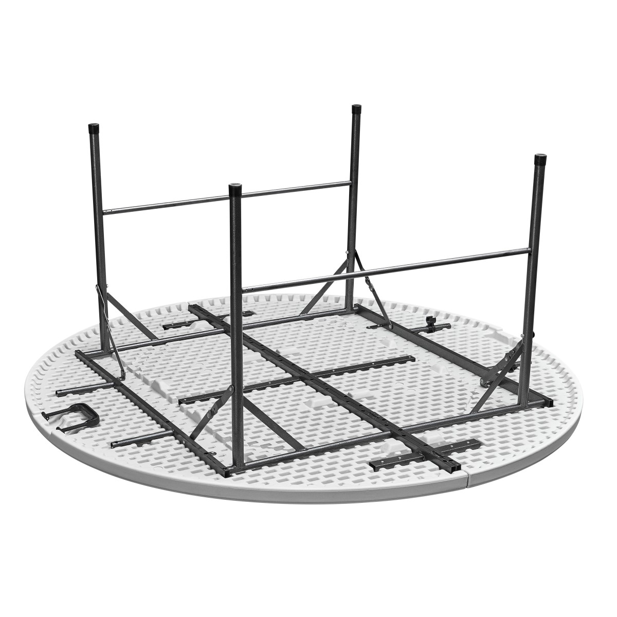 ΤΡΑΠΕΖΙ ΜΕΤΑΛΛΙΚΟ CATERING ΣΤΡΟΓΓΥΛΟ ΠΤΥΣΣΟΜΕΝΟ ΛΕΥΚΟ-ΔΙΑΣΤΑΣΕΙΣ: L160xH74 cm