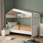 Matis παιδικό κρεβάτι "καλύβα" 103x212x165εκ. (  για στρώμα 90x200εκ. ) Natural Chestnut / Λευκό