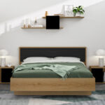 Otello κρεβάτι διπλό 180x93x204εκ. ( για στρώμα 160x200εκ.) Helvezia Oak / Μαύρο