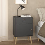 Bodo κομοδίνο με ένα συρτάρι και ένα ντουλάπι  50,2x39,1x72,1εκ. Γκρι