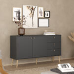 Bodo μπουφές με 2 πόρτες και 3 συρτάρια 147x39x81,7εκ. Γκρι