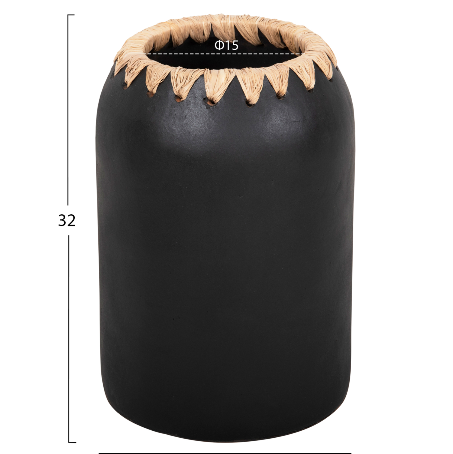 ΔΙΑΚΟΣΜΗΤΙΚΟ ΒΑΖΟ HM4376 ΤΕΡΑΚΟΤΑ ΣΕ ΜΑΥΡΟ ΜΕ ΠΛΕΞΗ ΣΤΟ ΣΤΟΜΙΟ Φ21Χ32εκ. - Image 2