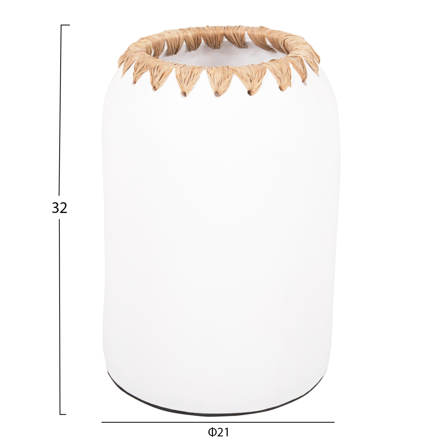ΔΙΑΚΟΣΜΗΤΙΚΟ ΒΑΖΟ HM4377 ΤΕΡΑΚΟΤΑ ΣΕ ΛΕΥΚΟ ΜΕ ΠΛΕΞΗ ΨΑΘΑΣ ΣΤΟ ΣΤΟΜΙΟ Φ21Χ32εκ. - Image 2