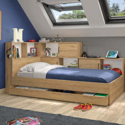 Erwan κρεβάτι μονό 120x221εκ. ( για στρώμα 90x200εκ. ) Artisan Oak με αποθηκευτικό συρτάρι