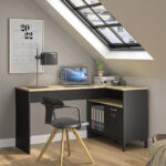 Manchester Γραφείο γωνιακό 136x88x73εκ. Helvezia Oak / Black