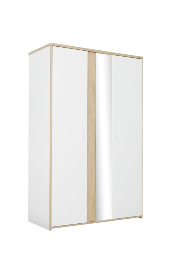 Matis ντουλάπα με 2 πόρτες και καθρέφτη 130x60x202εκ. Natural Chestnut / Λευκό - Image 2