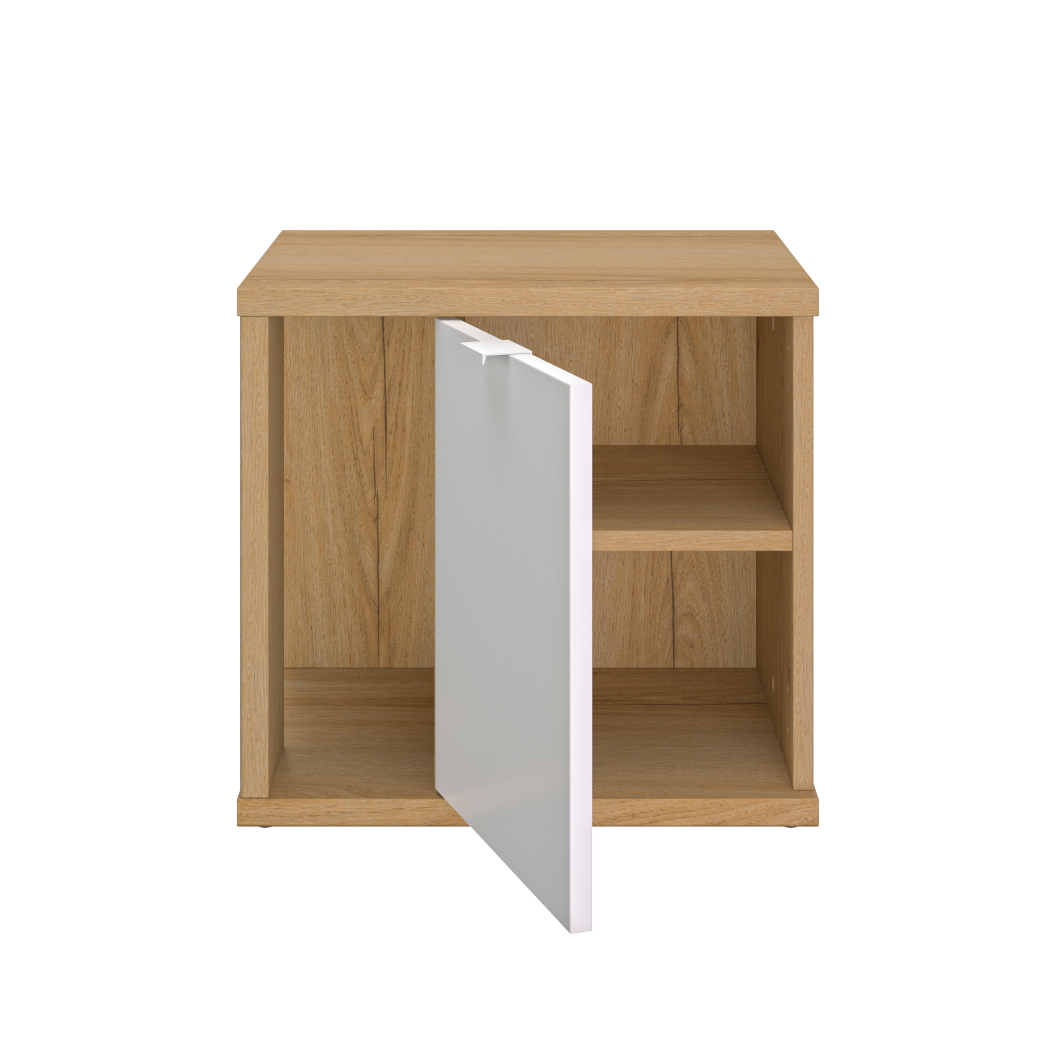 Otello κομοδίνο με μία πόρτα 45x35x42εκ. Helvezia Oak / Λευκό - Image 2