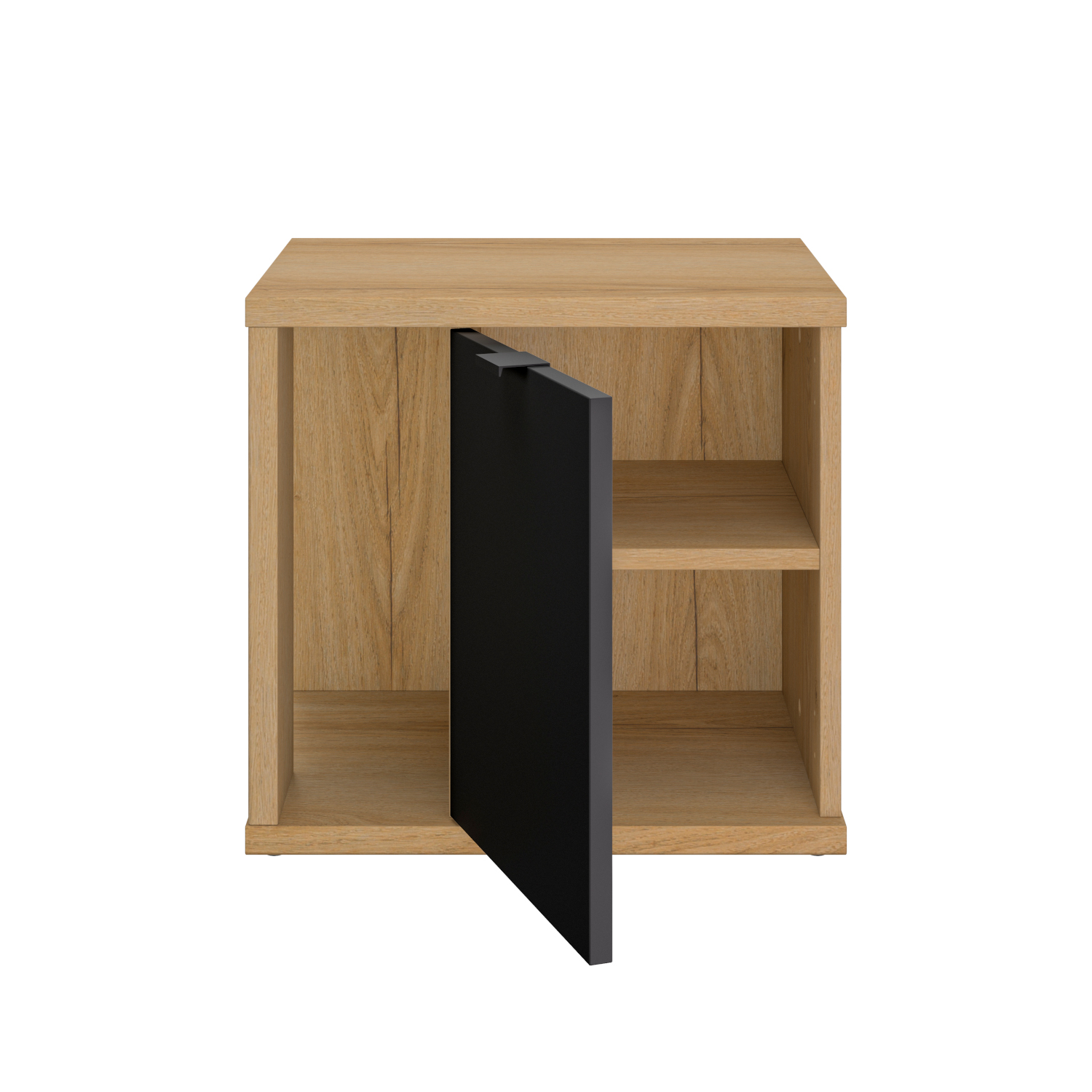 Otello κομοδίνο με μία πόρτα 45x35x42εκ. Helvezia Oak / Μαύρο - Image 2