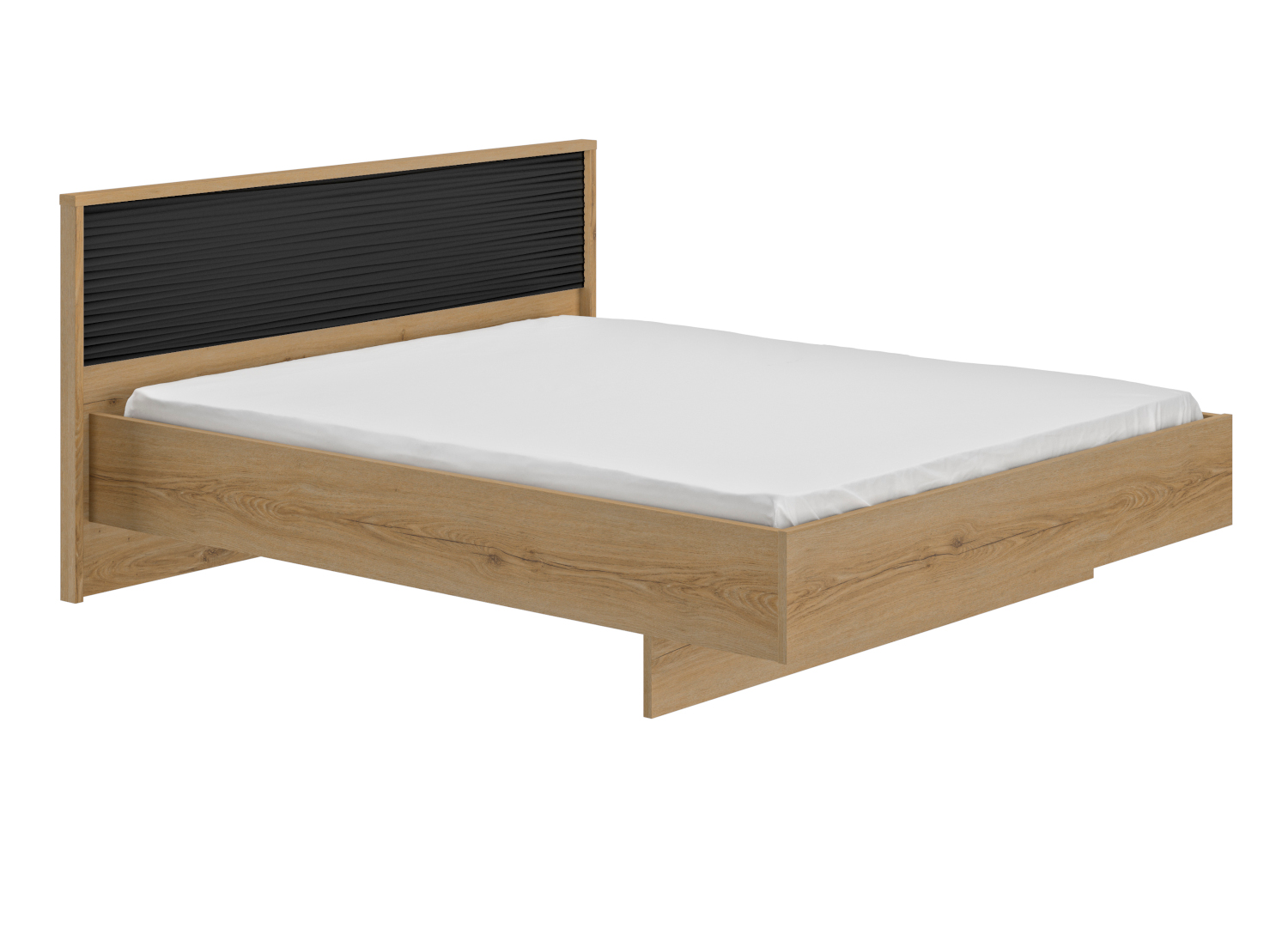 Otello κρεβάτι διπλό 180x93x204εκ. ( για στρώμα 160x200εκ.) Helvezia Oak / Μαύρο - Image 2