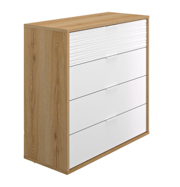 Otello συρταριέρα με 4 συρτάρια 106x45x103εκ. Helvezia Oak / Λευκό - Image 2