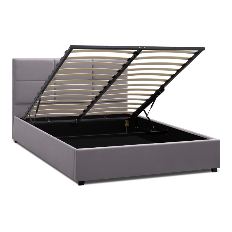 Κρεβάτι Kingston Megapap βελούδινο με αποθηκευτικό χώρο χρώμα γκρι 160x200εκ. - Image 3