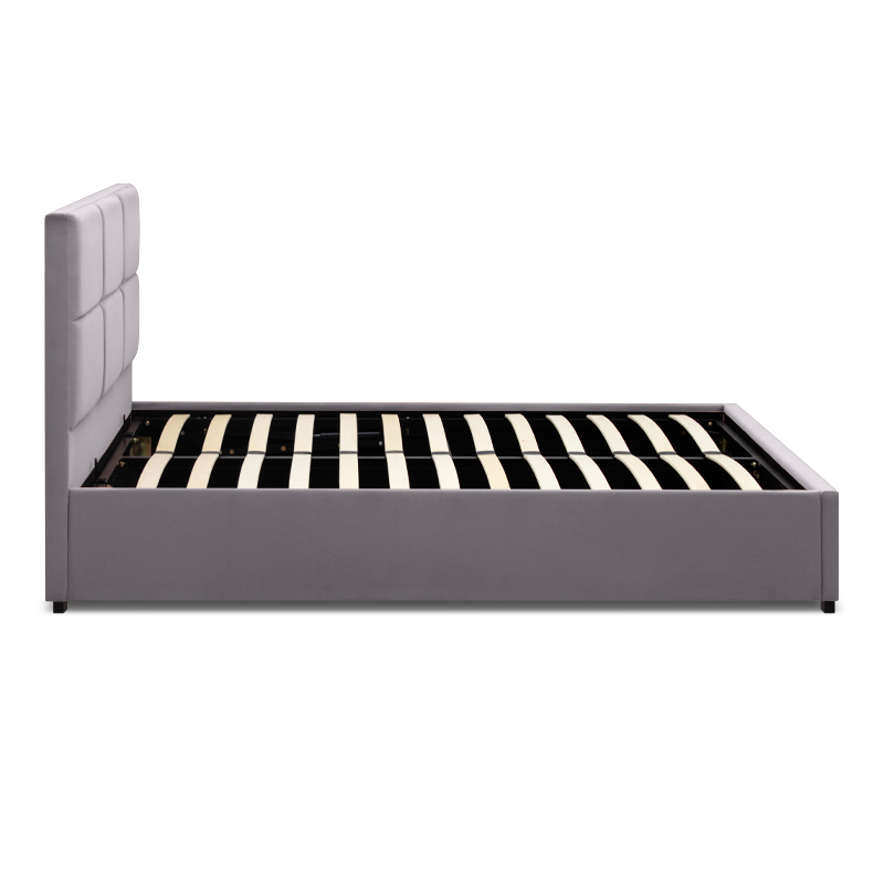 Κρεβάτι Kingston Megapap βελούδινο με αποθηκευτικό χώρο χρώμα γκρι 160x200εκ. - Image 5