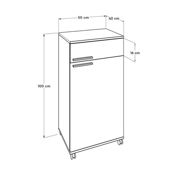 Ντουλάπι Diamond Megapap τροχήλατο χρώμα λευκό 50x40x100εκ. - Image 6