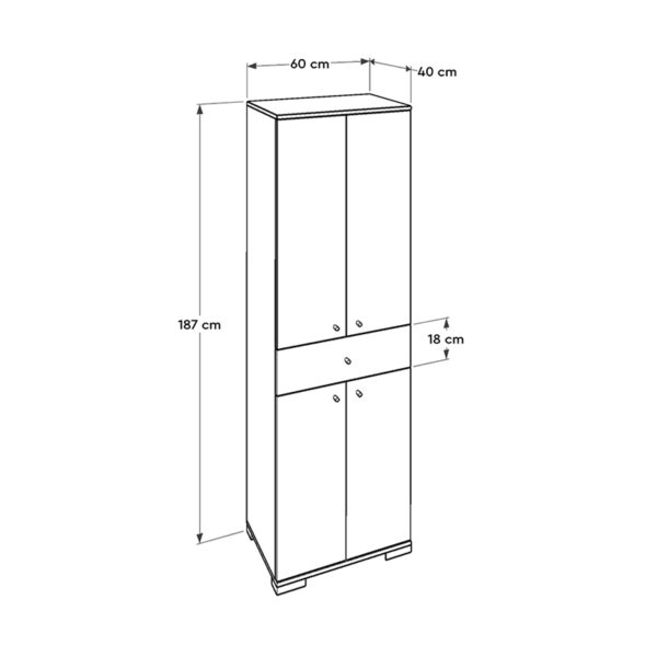 Ντουλάπα ρούχων Diamond Megapap δίφυλλη χρώμα λευκό 60x38x187εκ. - Image 5
