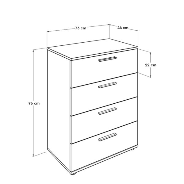 Συρταριέρα Trendline Megapap χρώμα λευκό 73x44x96εκ. - Image 4