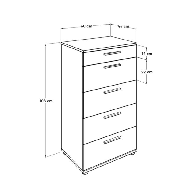 Συρταριέρα Trendline Megapap χρώμα λευκό 60x44x108εκ. - Image 3