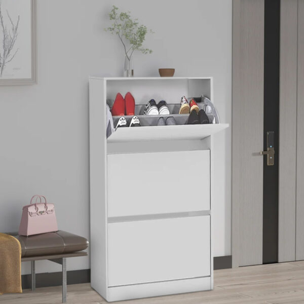 Παπουτσοθήκη Flat Duo Megapap 18 ζεύγων χρώμα λευκό 73x26x119εκ.