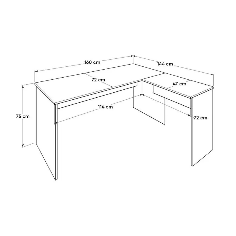 Γραφείο διευθυντικό Rio Megapap γωνιακό αναστρέψιμο χρώμα λευκό 160x144x75εκ. - Image 4