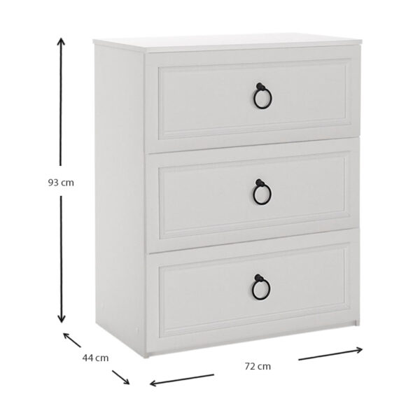 Συρταριέρα Hampton Megapap χρώμα λευκό 72x44x93εκ. - Image 4